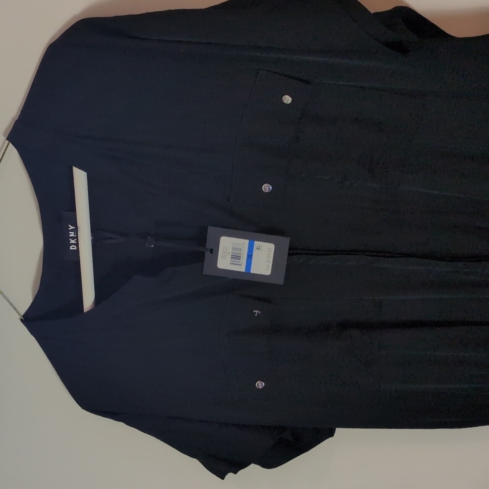 DKNY Black V-Neck Button Down Short Sleeve Rolled Ankle Hem Jumpsuit Women's XL - Picture 7 of 16